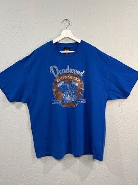 Harley-Davidson Deadwood Engine Graphic Blue Tee Size 2XL